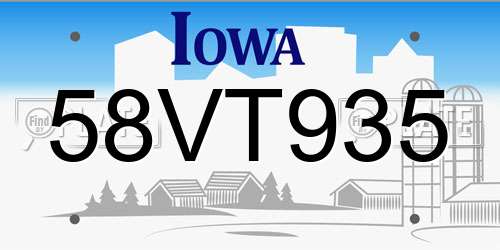 58VT935 Iowa License Plate