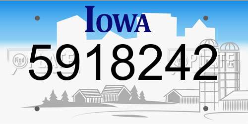 5918242 Iowa License Plate
