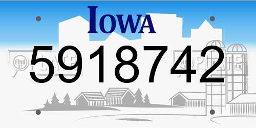 5918742 Iowa License Plate