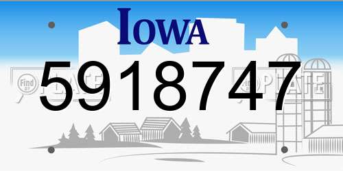 5918747 Iowa License Plate