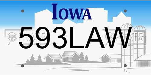 593LAW Iowa License Plate