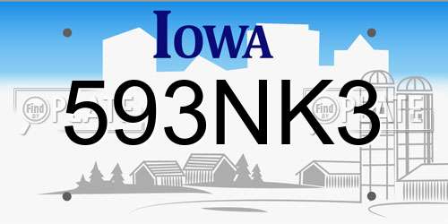 593NK3 Iowa License Plate