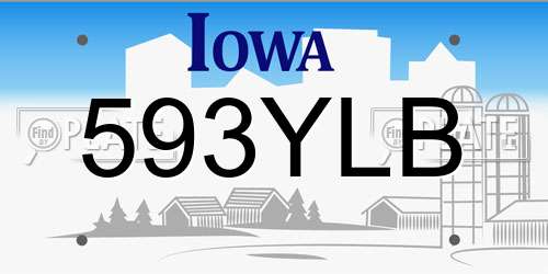 593YLB Iowa License Plate