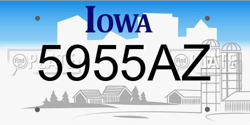 5955AZ Iowa License Plate