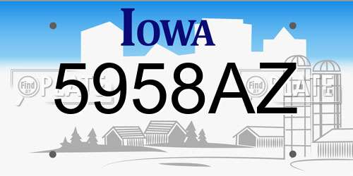 5958AZ Iowa License Plate