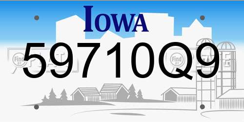 59710Q9 Iowa License Plate