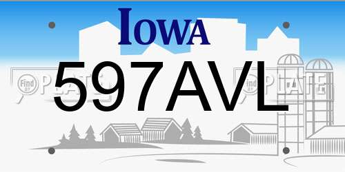 597AVL Iowa License Plate