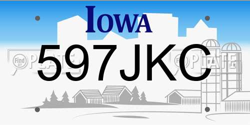 597JKC Iowa License Plate