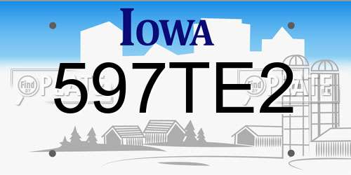 597TE2 Iowa License Plate