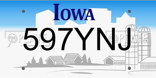 597YNJ Iowa License Plate