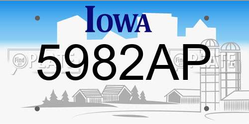 5982AP Iowa License Plate