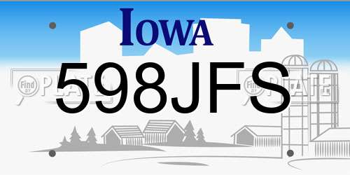 598JFS Iowa License Plate