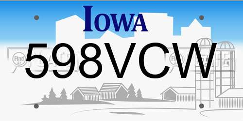 598VCW Iowa License Plate
