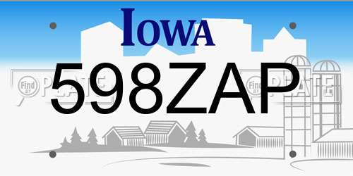 598ZAP Iowa License Plate