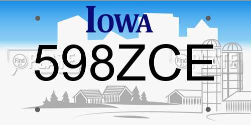 598ZCE Iowa License Plate