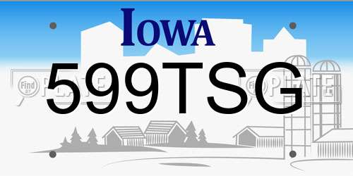 599TSG Iowa License Plate
