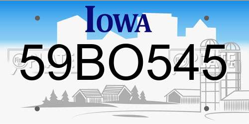 59BO545 Iowa License Plate