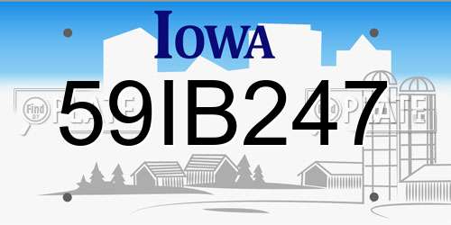 59IB247 Iowa License Plate