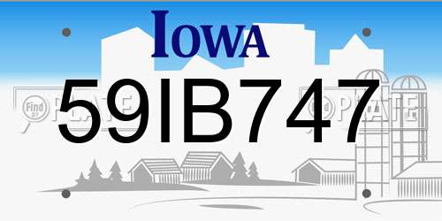 59IB747 Iowa License Plate