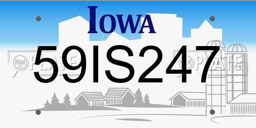 59IS247 Iowa License Plate