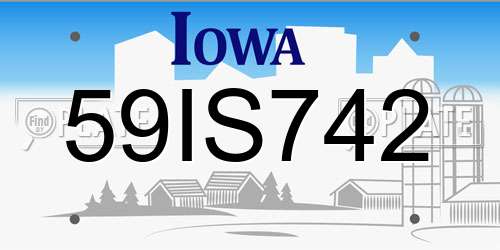 59IS742 Iowa License Plate