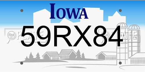 59RX84 Iowa License Plate