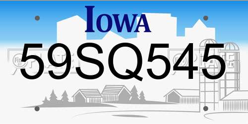 59SQ545 Iowa License Plate