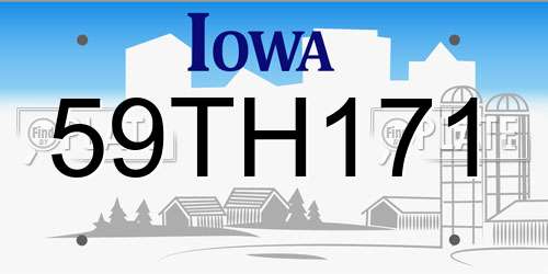 59TH171 Iowa License Plate