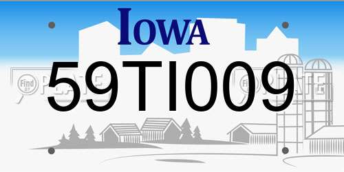59TI009 Iowa License Plate