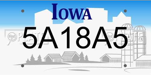 5A18A5 Iowa License Plate