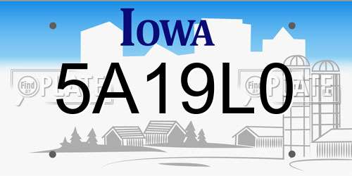 5A19L0 Iowa License Plate