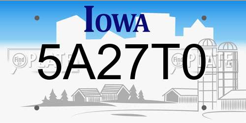 5A27T0 Iowa License Plate