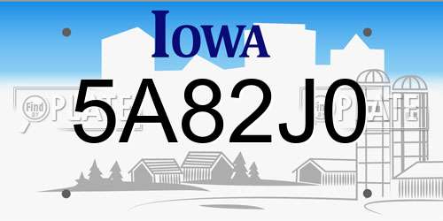 5A82J0 Iowa License Plate