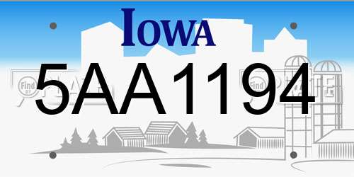 5AA1194 Iowa License Plate