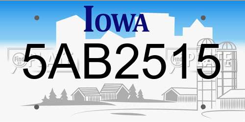 5AB2515 Iowa License Plate