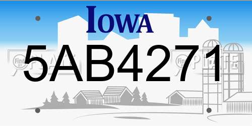 5AB4271 Iowa License Plate