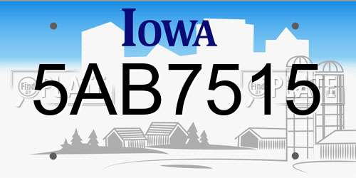 5AB7515 Iowa License Plate