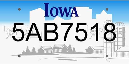 5AB7518 Iowa License Plate