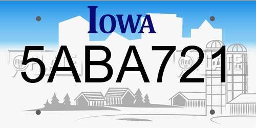5ABA721 Iowa License Plate