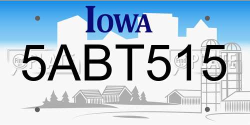 5ABT515 Iowa License Plate