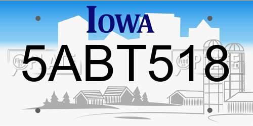 5ABT518 Iowa License Plate