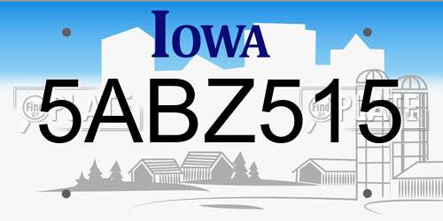 5ABZ515 Iowa License Plate