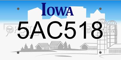 5AC518 Iowa License Plate