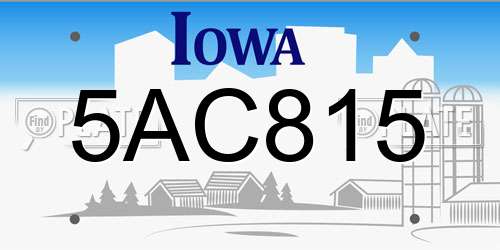 5AC815 Iowa License Plate