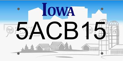 5ACB15 Iowa License Plate