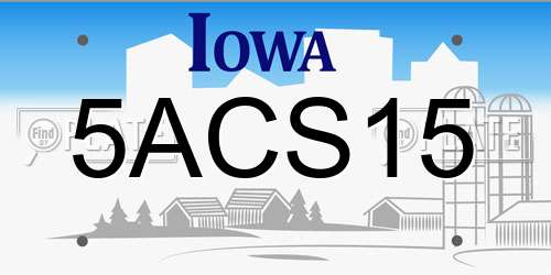 5ACS15 Iowa License Plate