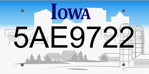 5AE9722 Iowa License Plate