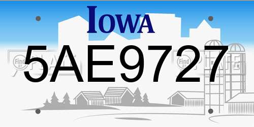 5AE9727 Iowa License Plate