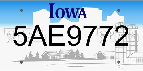 5AE9772 Iowa License Plate