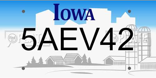 5AEV42 Iowa License Plate